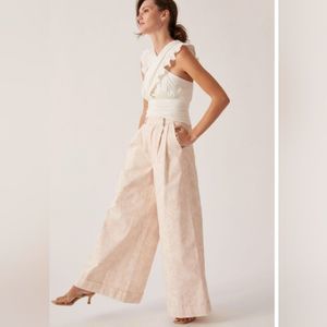 Magali Pascal Georgina pink combo wide leg bell bottom pants size M